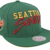 Sale Mitchell & Ness Seattle Supersonics Team Tagged Snapback - Green