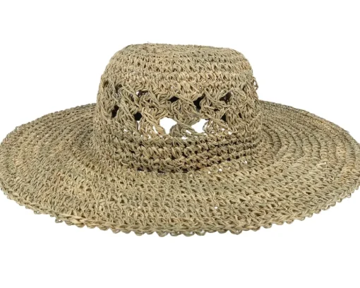 New Seeberger Seegras Häkelflapper Sun Straw Hat -