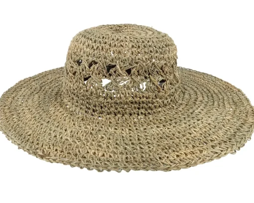 New Seeberger Seegras Häkelflapper Sun Straw Hat -