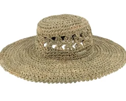 New Seeberger Seegras Häkelflapper Sun Straw Hat -