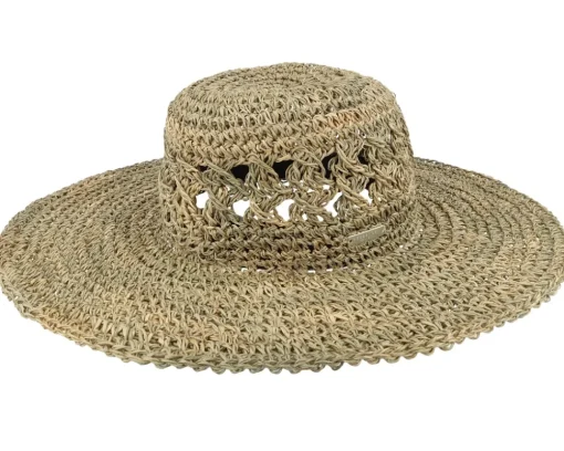 New Seeberger Seegras Häkelflapper Sun Straw Hat -