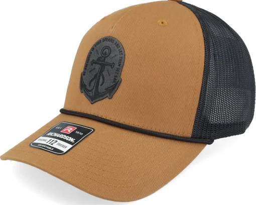 Trucker-Iconic Set Sail Anchor 112fpr Split Caramel/Black/Black A-Frame Trucker -