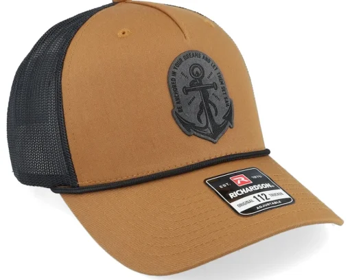 Trucker-Iconic Set Sail Anchor 112fpr Split Caramel/Black/Black A-Frame Trucker -