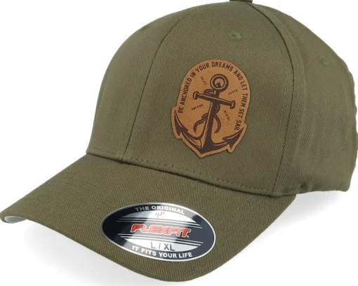 Flexfit-Iconic Set Sail Anchor Wooly Combed Olive Flexfit - Green