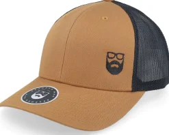 Trucker-Bearded Man Side Logo 2 Tone Caramel/Black Trucker -