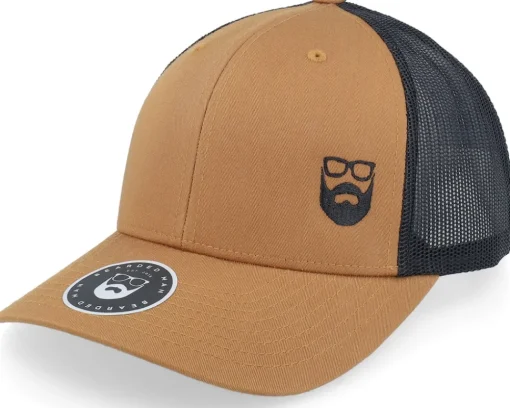 Trucker-Bearded Man Side Logo 2 Tone Caramel/Black Trucker -