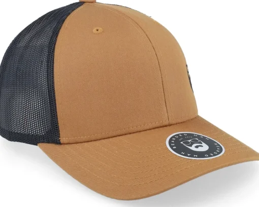 Trucker-Bearded Man Side Logo 2 Tone Caramel/Black Trucker -