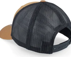Trucker-Bearded Man Side Logo 2 Tone Caramel/Black Trucker -