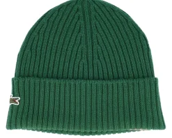 Cuff Beanies-Lacoste Side Patch Green Cuff -