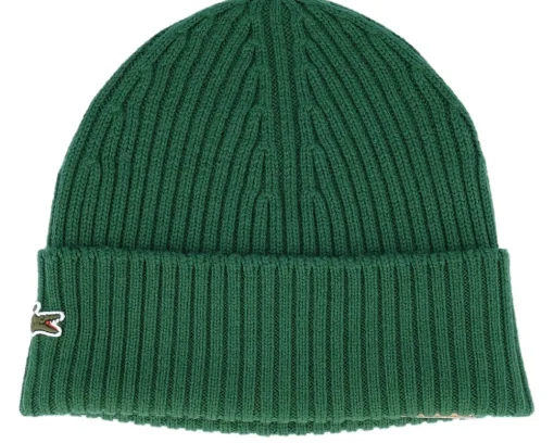 Cuff Beanies-Lacoste Side Patch Green Cuff -