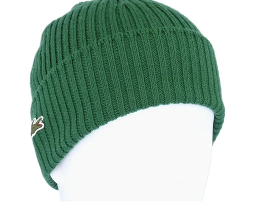 Cuff Beanies-Lacoste Side Patch Green Cuff -