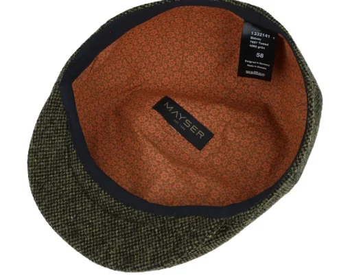 Flat Caps-Mayser Sidney Tweed Green Flat Cap -