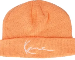 Hot Karl Kani Signature Fisherman Beanie Light Orange Short Beanie -