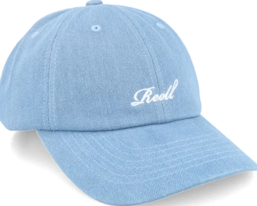 Online Reell Single Script Cap Light Blue Denim Dad Cap -