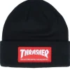 Cuff Beanies-Thrasher Skate Mag Patch Black Cuff -