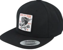 Snapback-Born To Ride Skull & Pistons Patch Black Snapback -