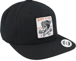 Snapback-Born To Ride Skull & Pistons Patch Black Snapback -