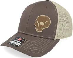 Trucker-Iconic Skull Engraved 112 Split Brown/Khaki Trucker -