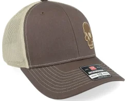 Trucker-Iconic Skull Engraved 112 Split Brown/Khaki Trucker -