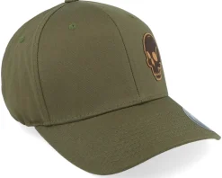 Flexfit-Iconic Skull Engraved Wooly Combed Olive Flexfit -