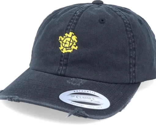 Online Abducted Skull Smiley Ripped Black Dad Cap -