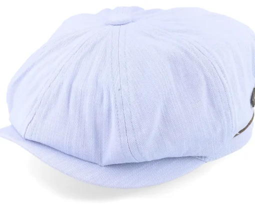 Flat Caps-MJM Hats Slub Cotton Light Blue Flat Cap -