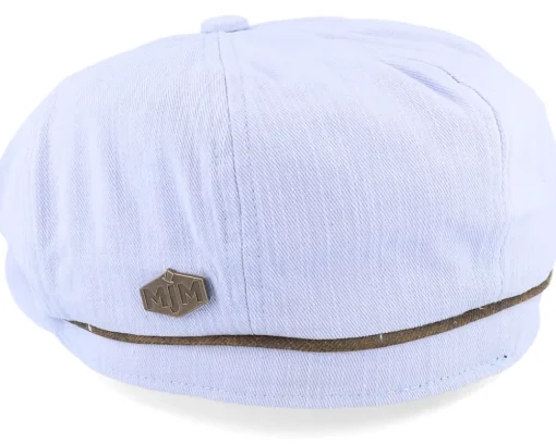 Flat Caps-MJM Hats Slub Cotton Light Blue Flat Cap -