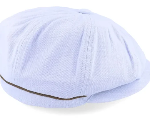 Flat Caps-MJM Hats Slub Cotton Light Blue Flat Cap -