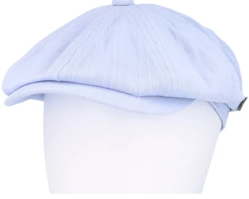 Flat Caps-MJM Hats Slub Cotton Light Blue Flat Cap -