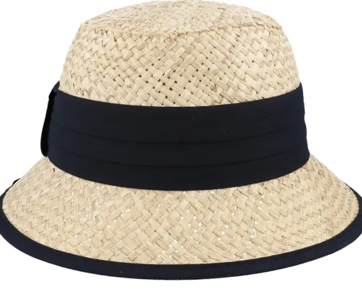 Buckets | Straw Hat-Seeberger Small Cloche Woman Nature-Black Straw Hat -