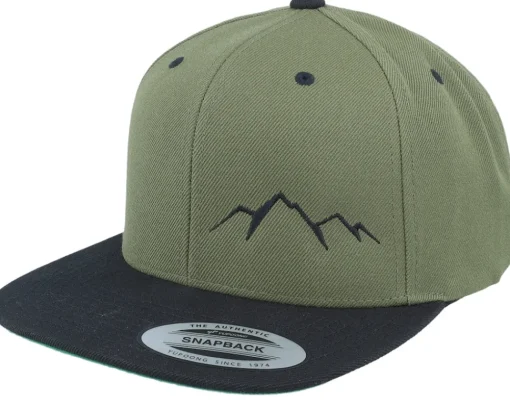 Snapback-Wild Spirit Small Mountain Black/Olive/Black Snapback - Green