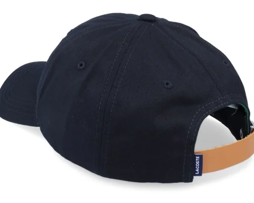 Dad Cap-Lacoste Small Side Logo Pu Strap Dad Cap - Black
