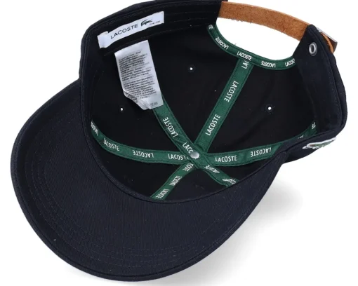 Dad Cap-Lacoste Small Side Logo Pu Strap Dad Cap - Black