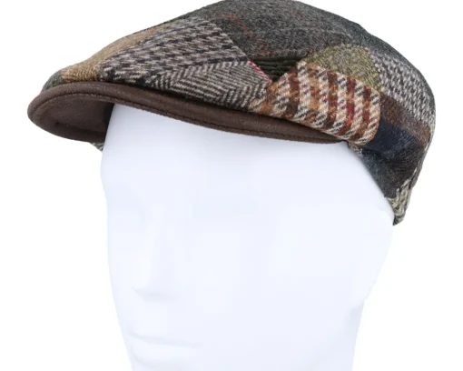 Flat Caps-MJM Hats Smart Xtra 42 Wool Mix Brown Patch Flat Cap -