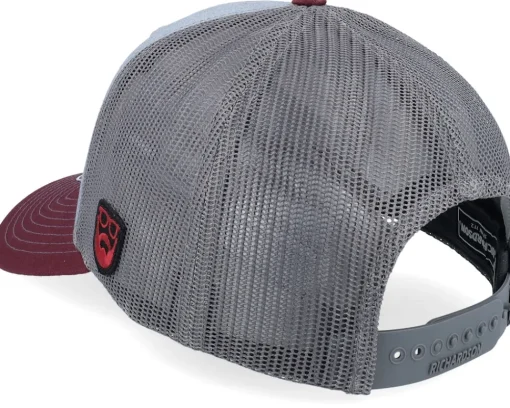 Trucker-Bearded Man Smoke Grill Bbq Logo Blk 112 /Charcoal/Maroon Trucker - Grey