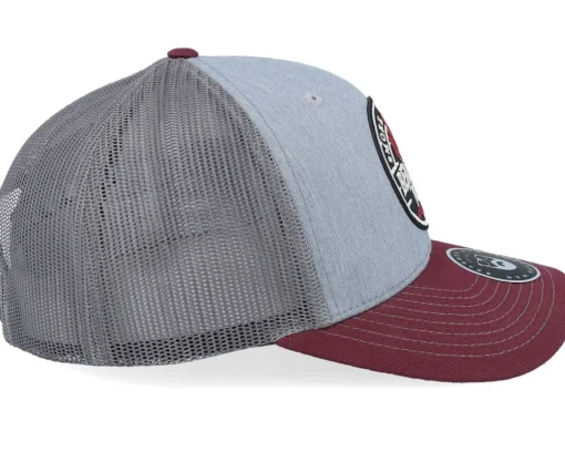 Trucker-Bearded Man Smoke Grill Bbq Logo Blk 112 /Charcoal/Maroon Trucker - Grey