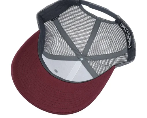 Trucker-Bearded Man Smoke Grill Bbq Logo Blk 112 /Charcoal/Maroon Trucker - Grey