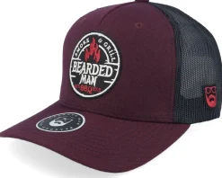 Trucker-Bearded Man Smoke Grill Bbq Logo Duck Plum/Black/Ducks A-frame - Red