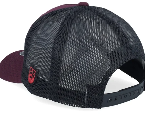Trucker-Bearded Man Smoke Grill Bbq Logo Duck Plum/Black/Ducks A-frame - Red