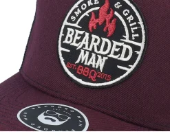 Trucker-Bearded Man Smoke Grill Bbq Logo Duck Plum/Black/Ducks A-frame - Red