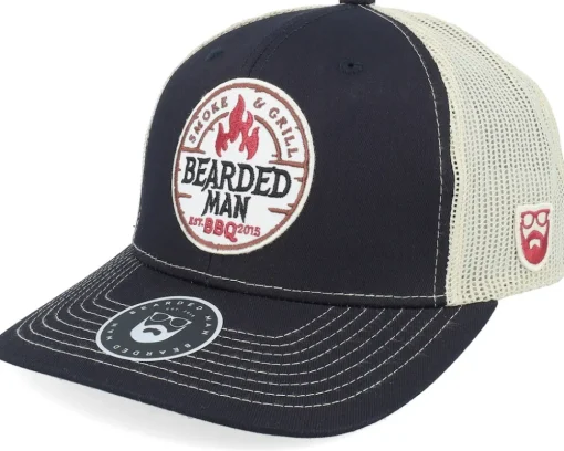 Trucker-Bearded Man Smoke Grill Bbq Logo Duck Plum/Black/Ducks A-frame - Red