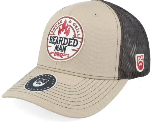 Trucker-Bearded Man Smoke Grill Bbq Logo Duck Plum/Black/Ducks A-frame - Red