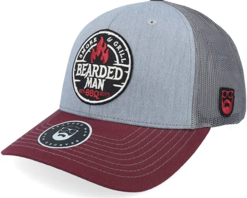 Trucker-Bearded Man Smoke Grill Bbq Logo Duck Plum/Black/Ducks A-frame - Red