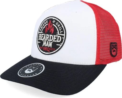 Trucker-Bearded Man Smoke Grill Bbq Logo Duck Plum/Black/Ducks A-frame - Red