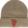 Cuff Beanies-Upfront Spinback Rib Beanie Light Khaki/Orange Cuff -