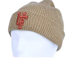 Cuff Beanies-Upfront Spinback Rib Beanie Light Khaki/Orange Cuff -