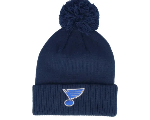 Outlet Adidas St. Louis s NHL Cuffed Beanie Navy Pom - Blue