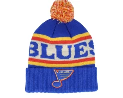 Pom Beanies-American Needle St. Louis s Pillow Line Royal/Ivory/Yellow Pom - Blue