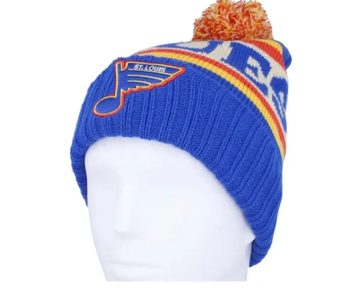 Pom Beanies-American Needle St. Louis s Pillow Line Royal/Ivory/Yellow Pom - Blue