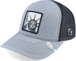 Trucker-Public Domain Statue Of Liberty Heather Grey/Black Trucker -